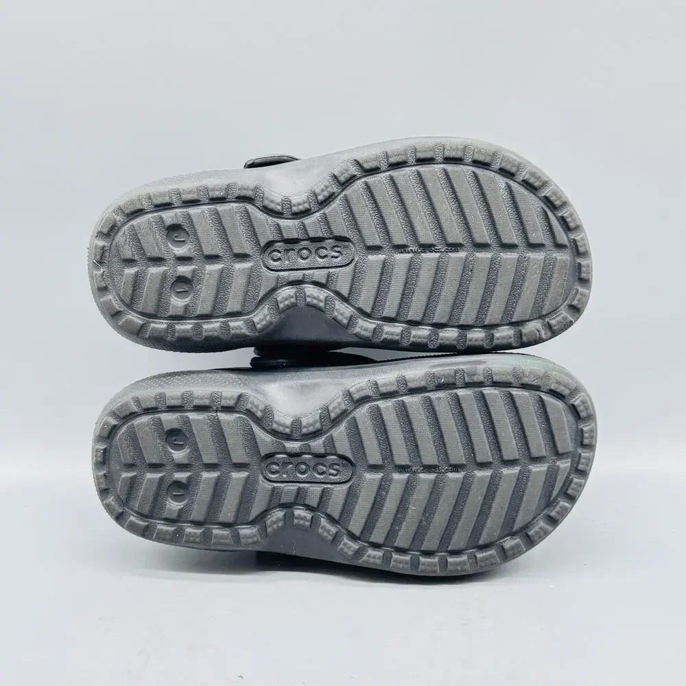Crocs Shoes Kids 1 Gray Classic Lined Clog Fleece Fuzzy Slip On Comfort Casual